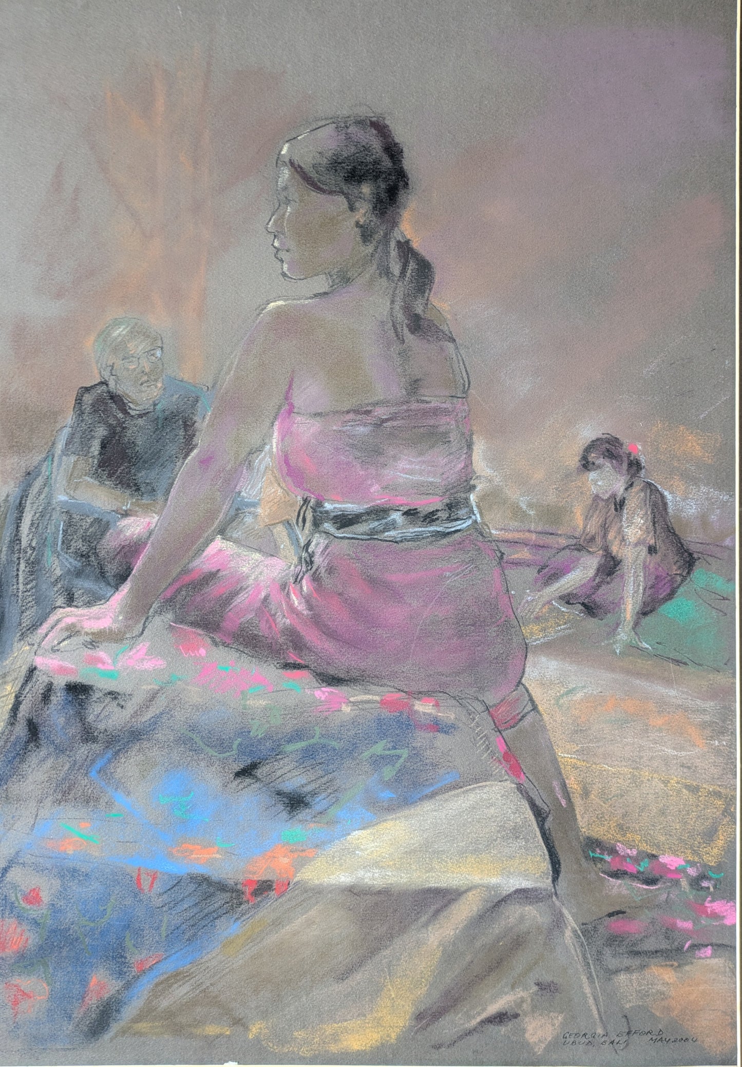"Girl Model in Ubud, Bali", pastel