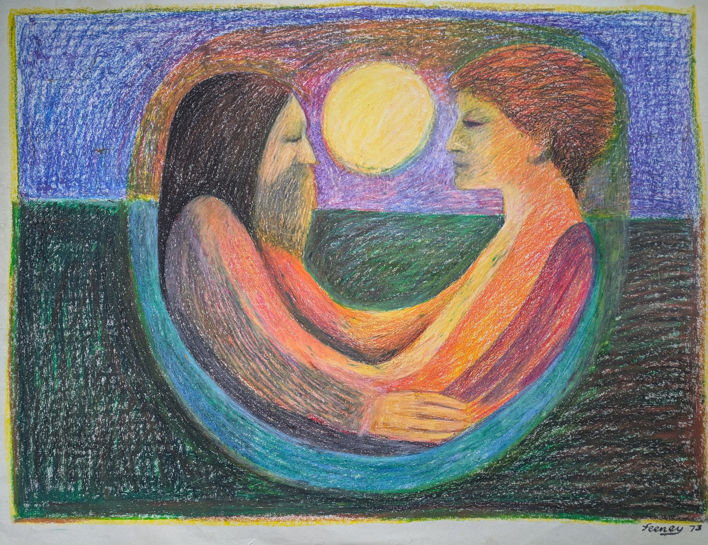 John Feeney, "I am You", oil pastel