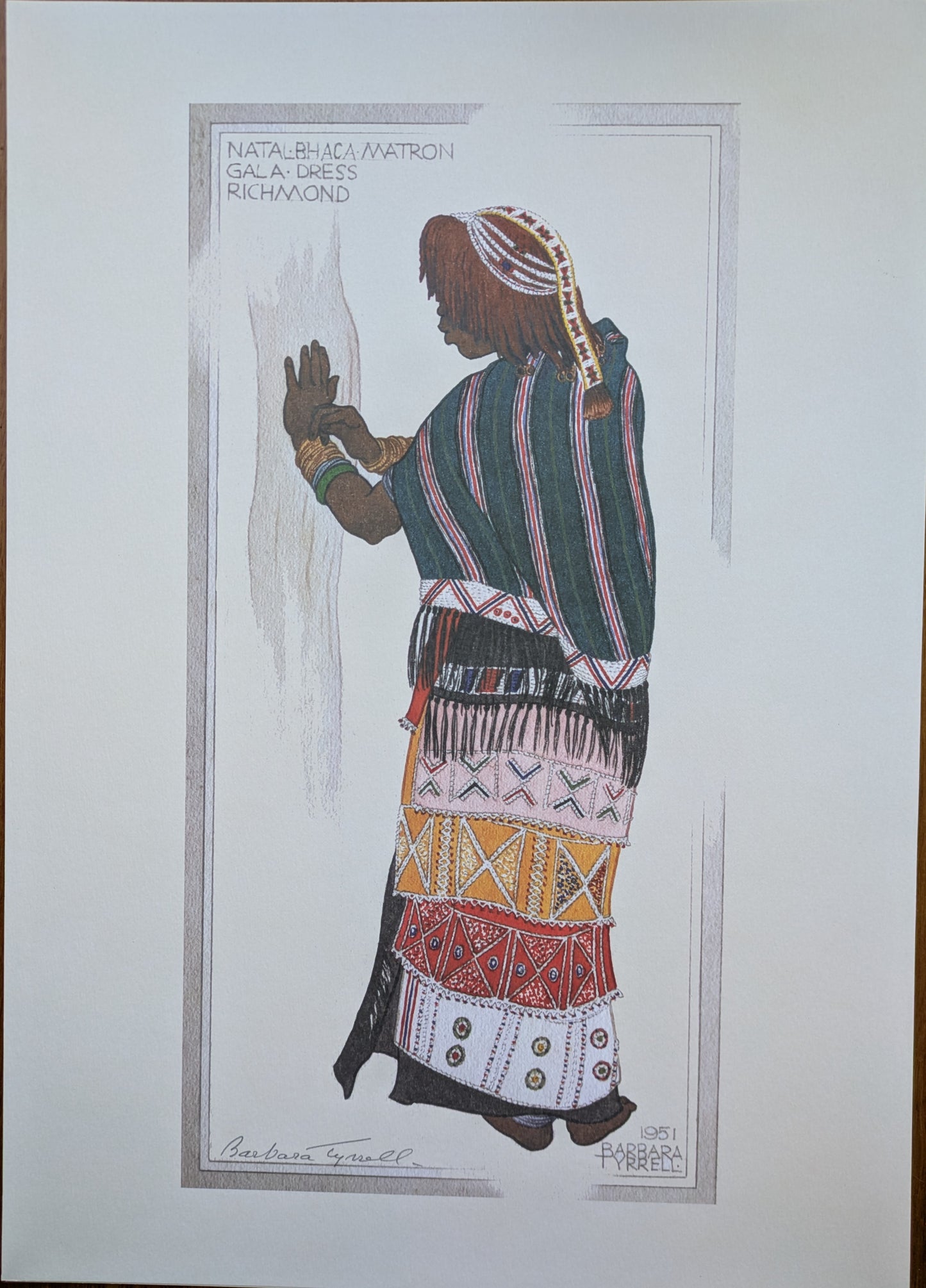 Barbara Tyrell, South African, "Portfolio of Four Drawings prints of Nguni people"