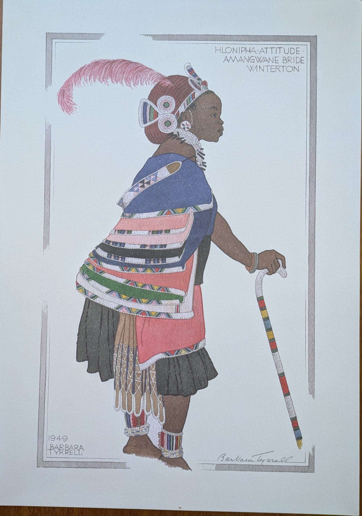 Barbara Tyrell, South African, "Portfolio of Four Drawings prints of Nguni people"