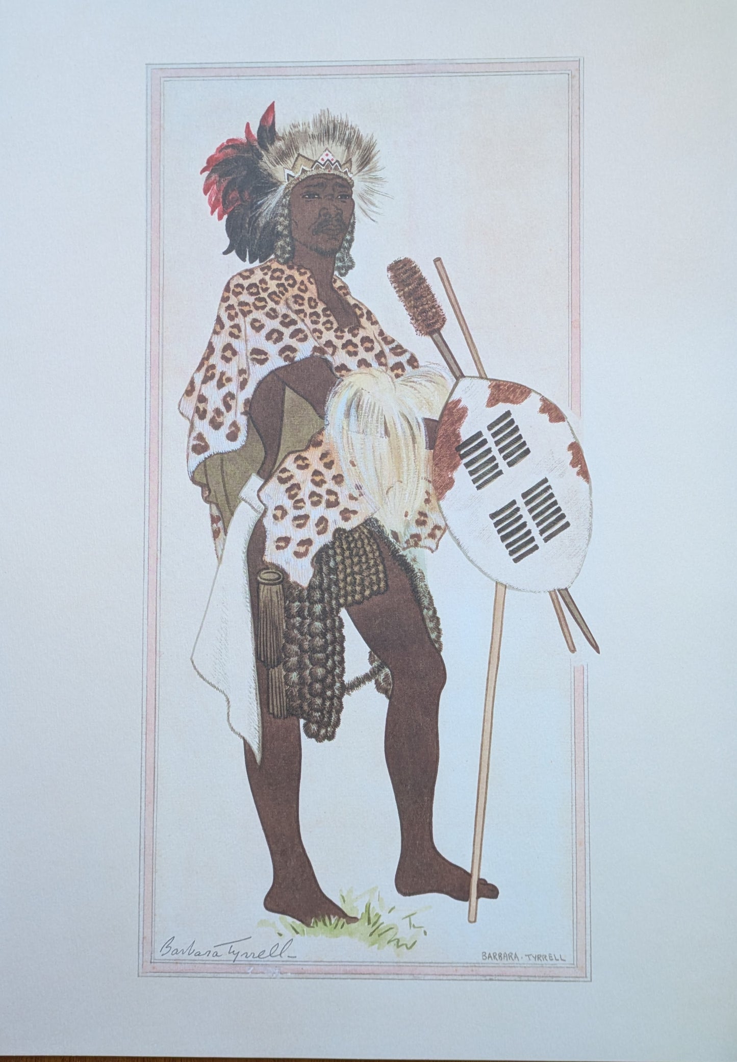 Barbara Tyrell, South African, "Portfolio of Four Drawings prints of Nguni people"