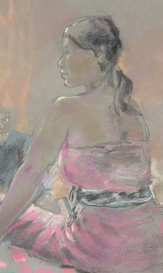 "Girl Model in Ubud, Bali", pastel