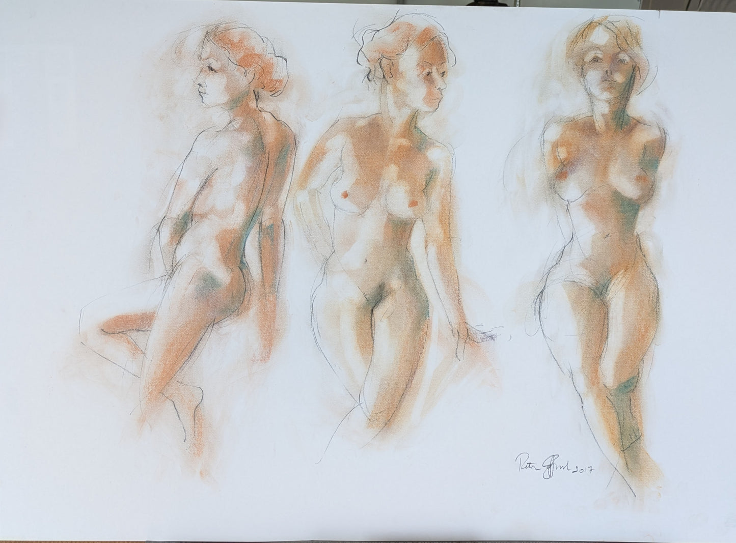 Three female studies.Studio.