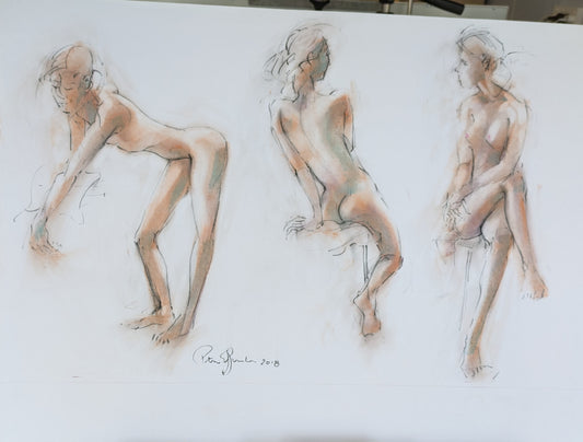 Three Nude Female Studies. Studio.