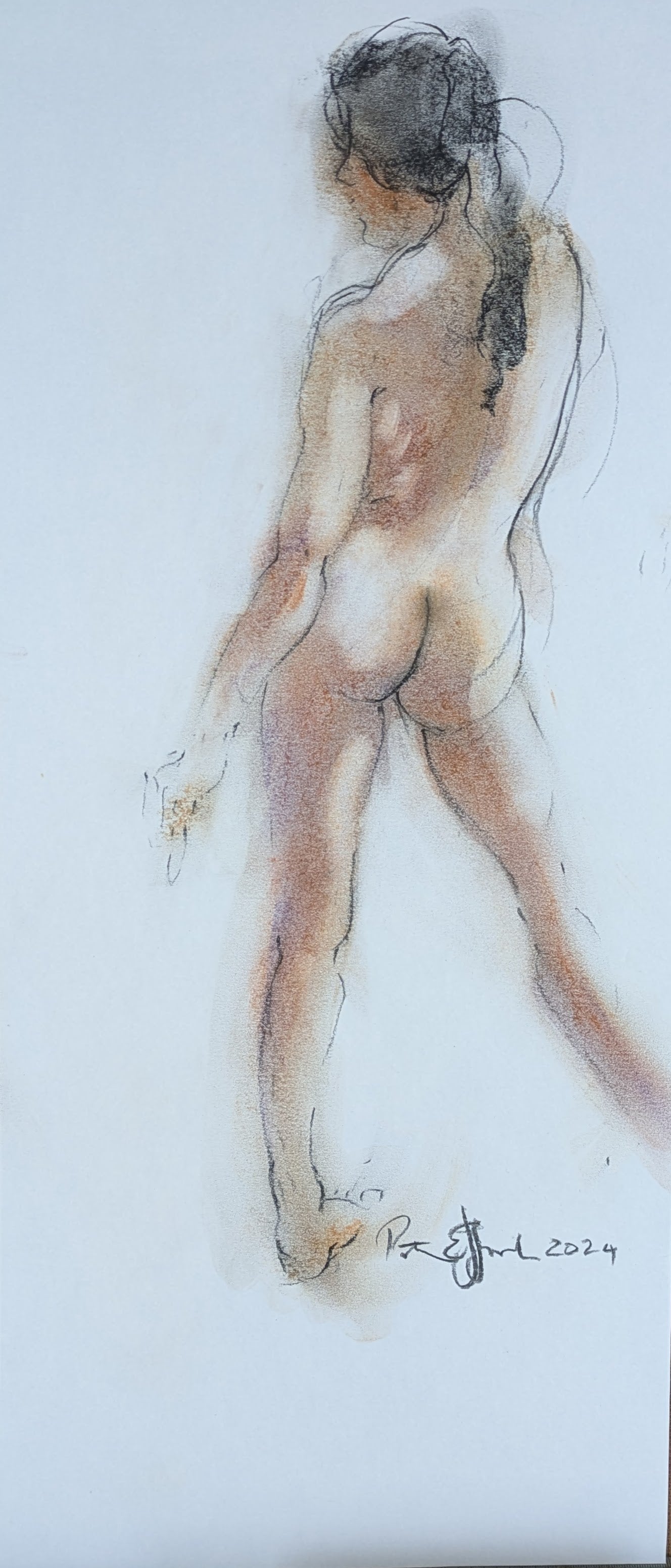 Twist; Female nude back view