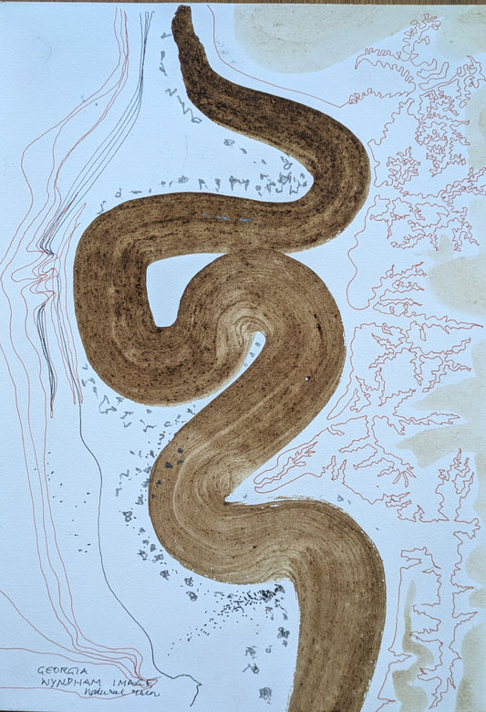 "Wyndham landscape", bush resin and pen